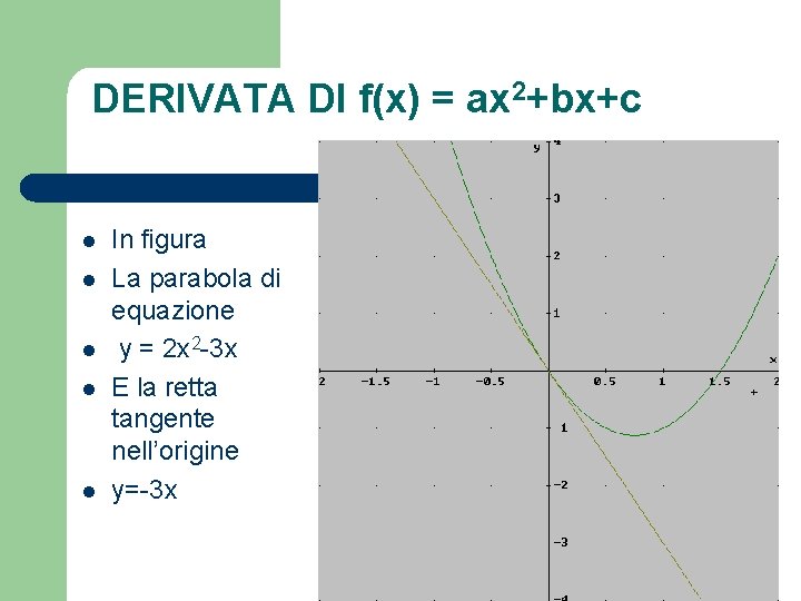 DERIVATA DI f(x) = ax 2+bx+c l l l In figura La parabola di
