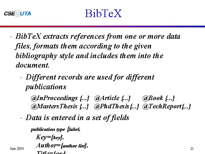 Bib. Te. X " Bib. Te. X extracts references from one or more data