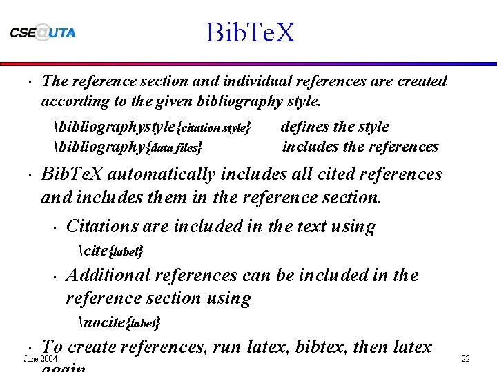 Bib. Te. X " The reference section and individual references are created according to