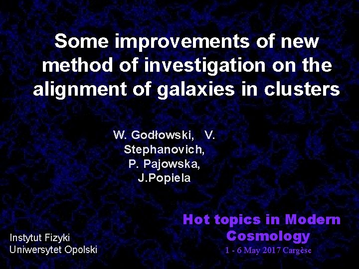 Some improvements of new method of investigation on the alignment of galaxies in clusters