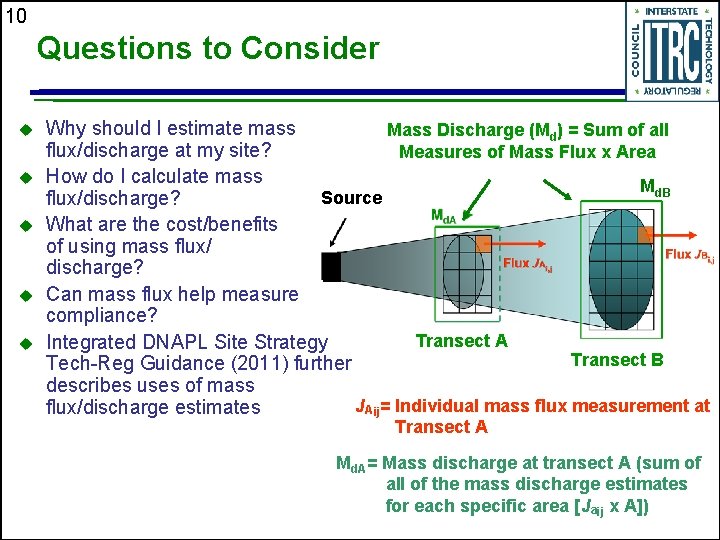 10 Questions to Consider u u u Why should I estimate mass Mass Discharge