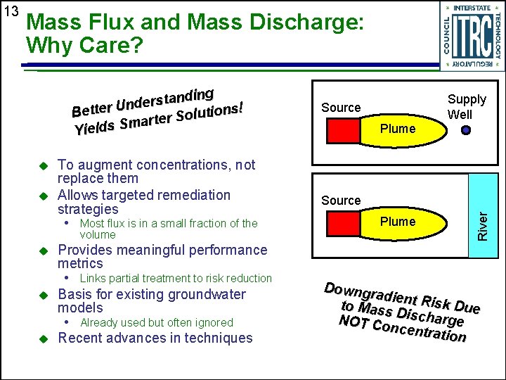 Mass Flux and Mass Discharge: Why Care? anding t s r e d n