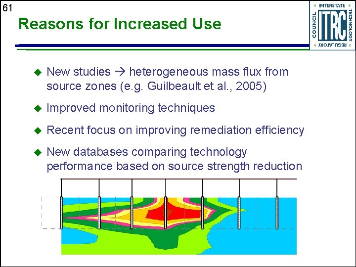 61 Reasons for Increased Use u New studies heterogeneous mass flux from source zones