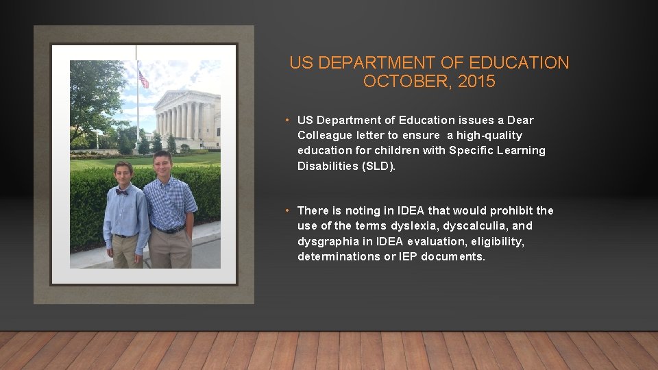 US DEPARTMENT OF EDUCATION OCTOBER, 2015 • US Department of Education issues a Dear