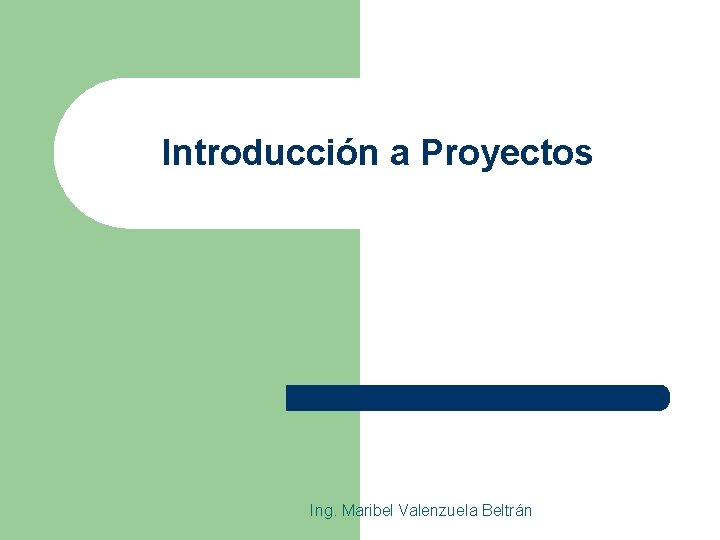 Introducción a Proyectos Ing. Maribel Valenzuela Beltrán 