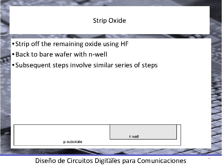 Strip Oxide • Strip off the remaining oxide using HF • Back to bare