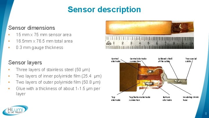 Sensor description Sensor dimensions § § § 15 mm x 75 mm sensor area