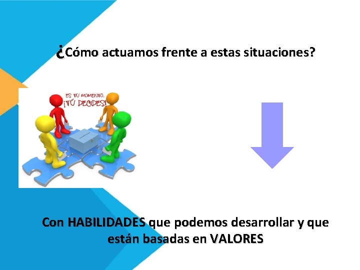 ¿Cómo actuamos frente a estas situaciones? Con HABILIDADES que podemos desarrollar y que están