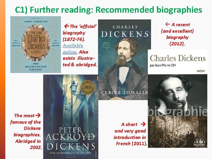 C 1) Further reading: Recommended biographies A recent (and excellent) biography (2012). The ‘official’