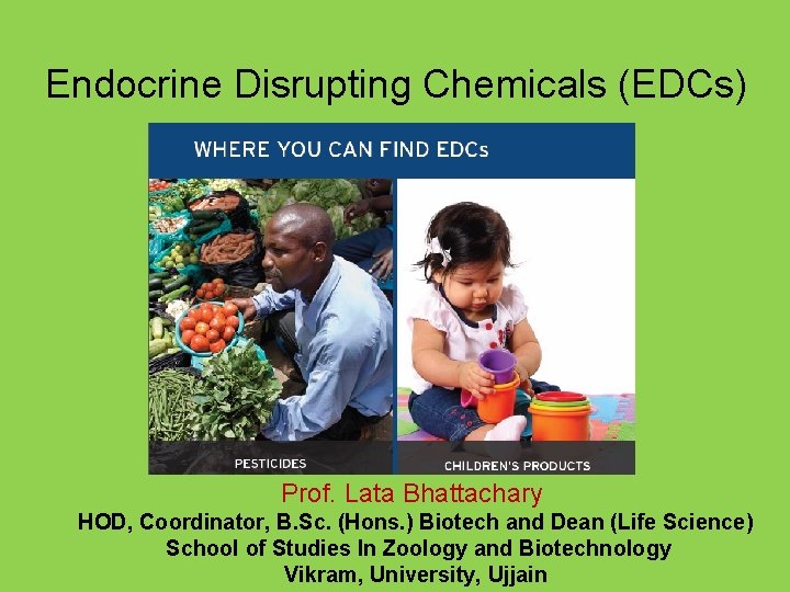 Endocrine Disrupting Chemicals (EDCs) Prof. Lata Bhattachary HOD, Coordinator, B. Sc. (Hons. ) Biotech