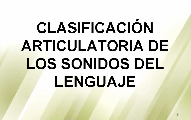 CLASIFICACIÓN ARTICULATORIA DE LOS SONIDOS DEL LENGUAJE 24 