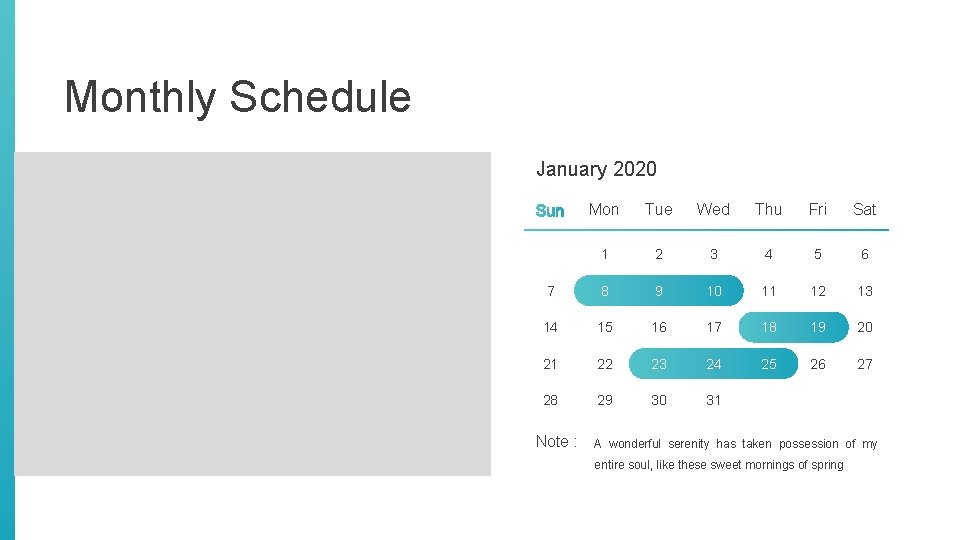Monthly Schedule January 2020 Mon Tue Wed Thu Fri Sat 1 2 3 4 Monthly Schedule January 2020 Mon Tue Wed Thu Fri Sat 1 2 3 4