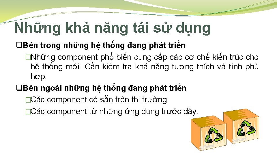 Những khả năng tái sử dụng q. Bên trong những hệ thống đang phát