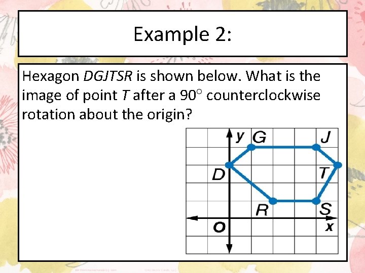 Example 2: Hexagon DGJTSR is shown below. What is the image of point T