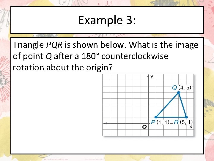 Example 3: Triangle PQR is shown below. What is the image of point Q