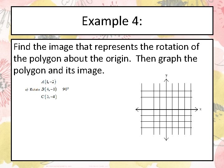 Example 4: Find the image that represents the rotation of the polygon about the