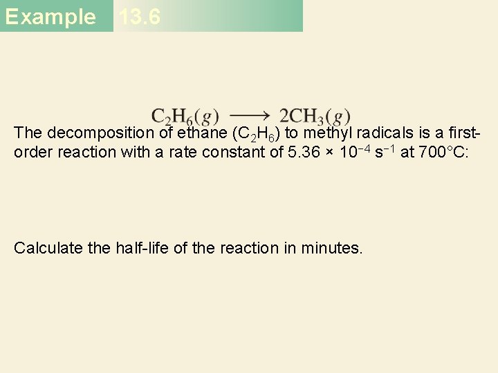 Example 13. 6 The decomposition of ethane (C 2 H 6) to methyl radicals