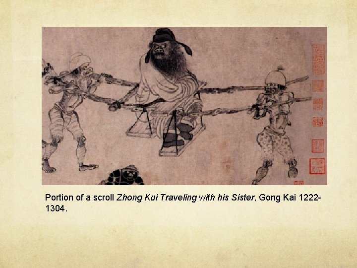 Portion of a scroll Zhong Kui Traveling with his Sister, Gong Kai 12221304. 