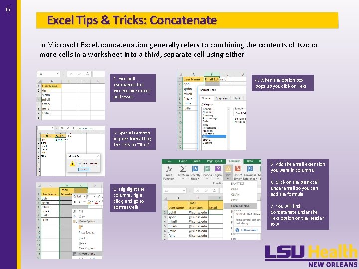 6 Excel Tips & Tricks: Concatenate In Microsoft Excel, concatenation generally refers to combining