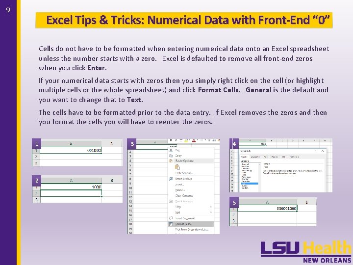 9 Excel Tips & Tricks: Numerical Data with Front-End “ 0” Cells do not