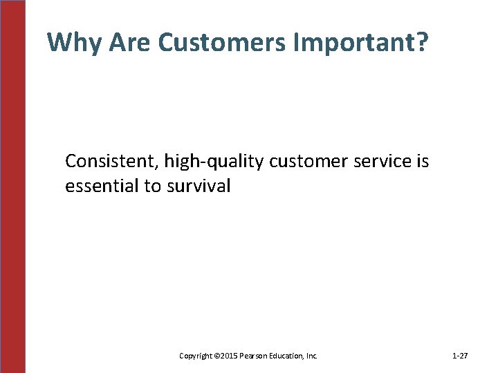Why Are Customers Important? Consistent, high-quality customer service is essential to survival Copyright ©