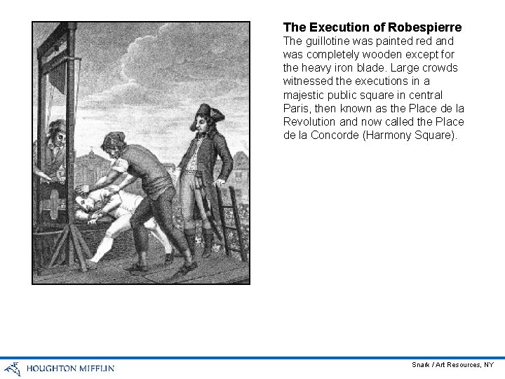 The Execution of Robespierre The guillotine was painted red and was completely wooden except