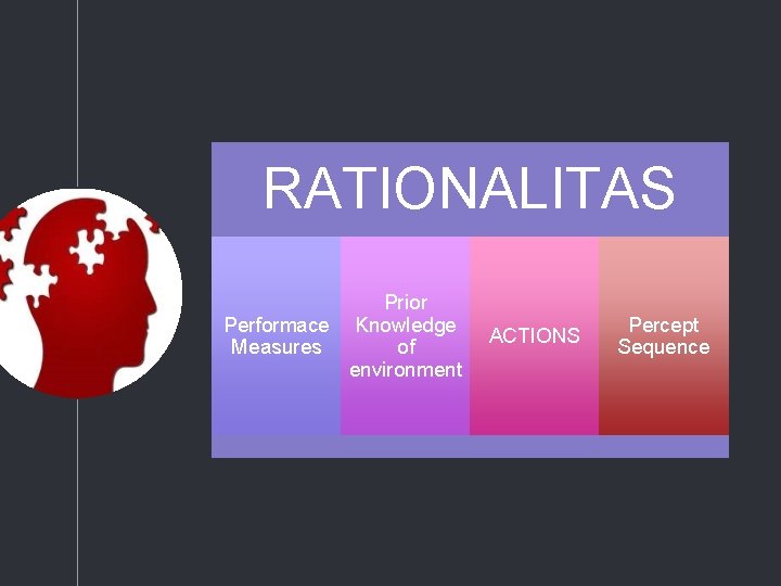 RATIONALITAS Prior Performace Knowledge Measures of environment ACTIONS Percept Sequence 