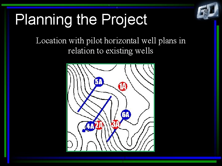 Planning the Project Location with pilot horizontal well plans in relation to existing wells