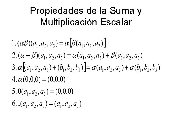 Propiedades de la Suma y Multiplicación Escalar 