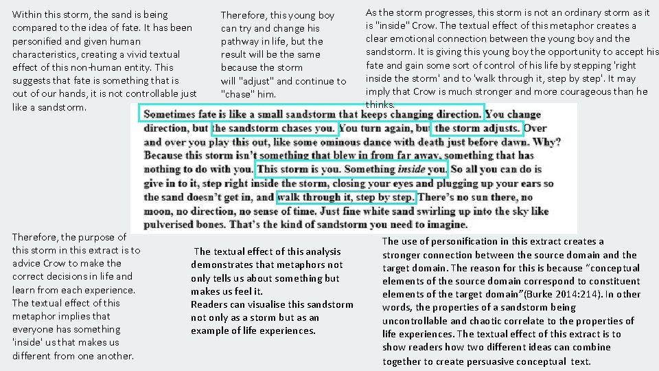 Within this storm, the sand is being compared to the idea of fate. It