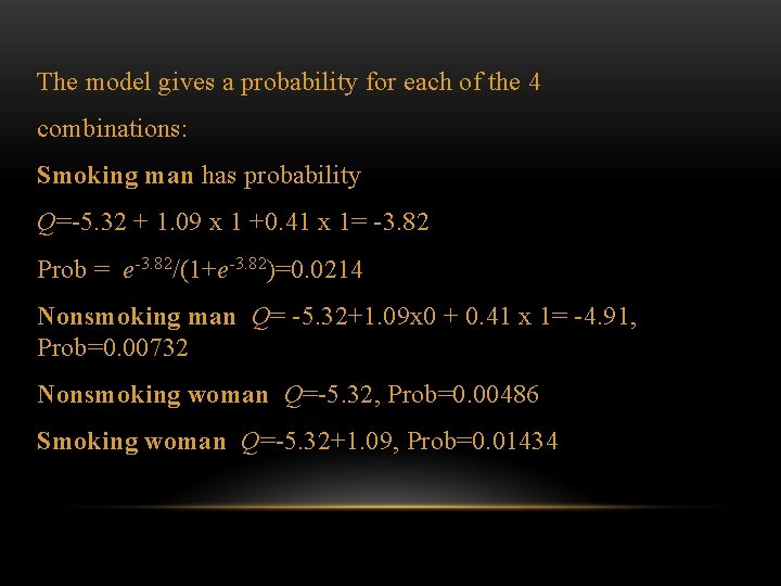 The model gives a probability for each of the 4 combinations: Smoking man has