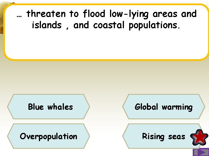 … threaten to flood low-lying areas and islands , and coastal populations. Blue whales … threaten to flood low-lying areas and islands , and coastal populations. Blue whales