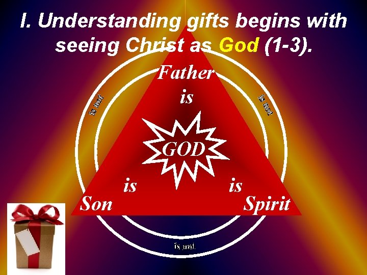 I. Understanding gifts begins with seeing Christ as God (1 -3). Father is GOD