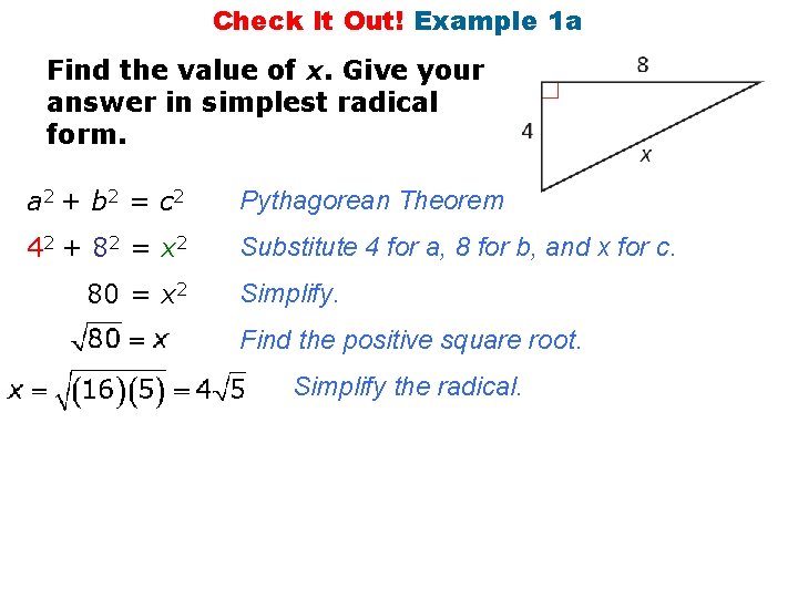 Check It Out! Example 1 a Find the value of x. Give your answer