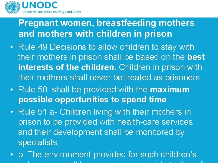 Pregnant women, breastfeeding mothers and mothers with children in prison • Rule 49 Decisions