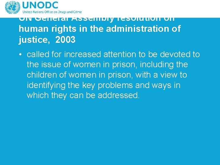 UN General Assembly resolution on human rights in the administration of justice, 2003 •