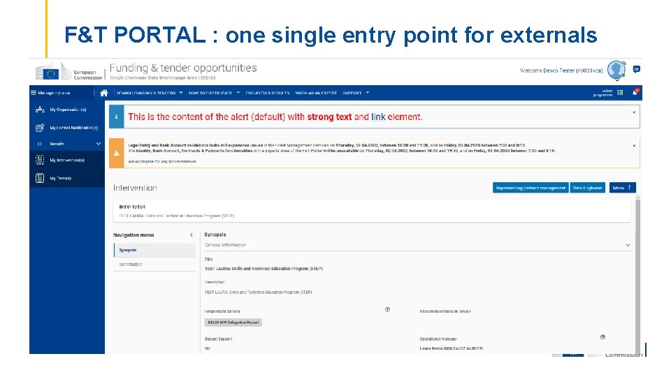 F&T PORTAL : one single entry point for externals 