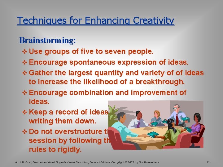 Techniques for Enhancing Creativity Brainstorming: v Use groups of five to seven people. v