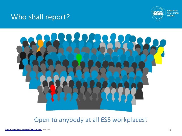 Who shall report? Open to anybody at all ESS workplaces! https: //openclipart. org/detail/22519/crowd, modified Who shall report? Open to anybody at all ESS workplaces! https: //openclipart. org/detail/22519/crowd, modified