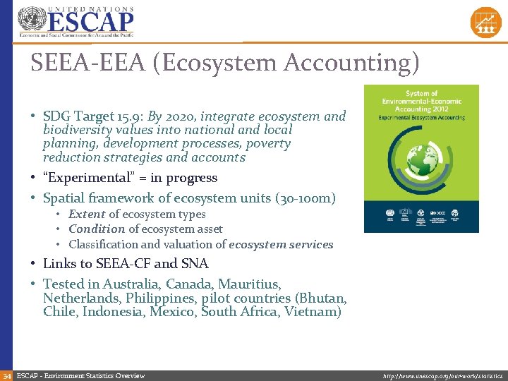 SEEA-EEA (Ecosystem Accounting) • SDG Target 15. 9: By 2020, integrate ecosystem and biodiversity