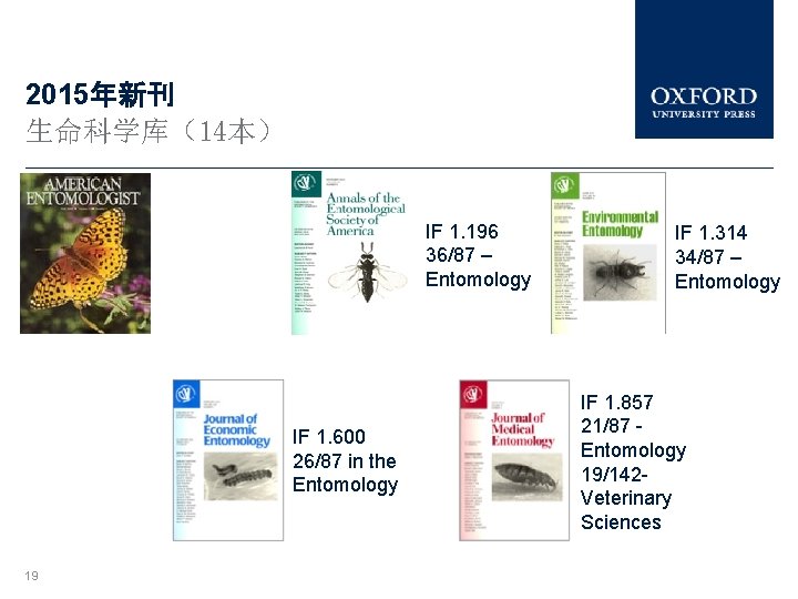 2015年新刊 生命科学库（14本） IF 1. 196 36/87 – Entomology IF 1. 600 26/87 in the
