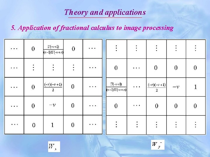 Theory and applications 5. Application of fractional calculus to image processing 