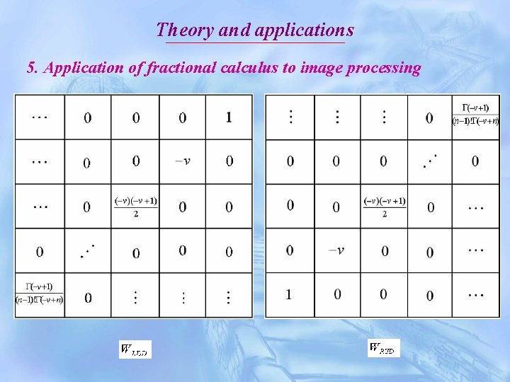Theory and applications 5. Application of fractional calculus to image processing 