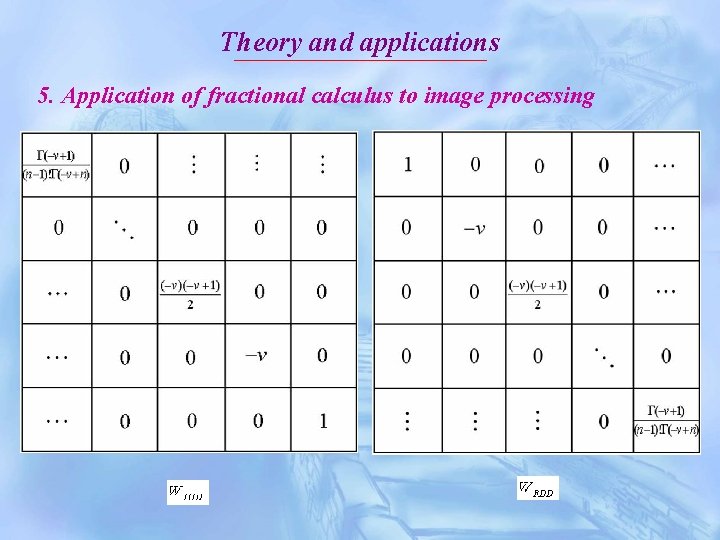 Theory and applications 5. Application of fractional calculus to image processing 