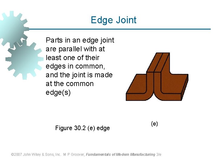 Edge Joint Parts in an edge joint are parallel with at least one of