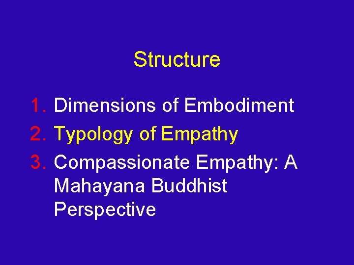 Structure 1. Dimensions of Embodiment 2. Typology of Empathy 3. Compassionate Empathy: A Mahayana