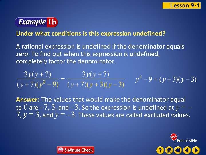 Under what conditions is this expression undefined? A rational expression is undefined if the