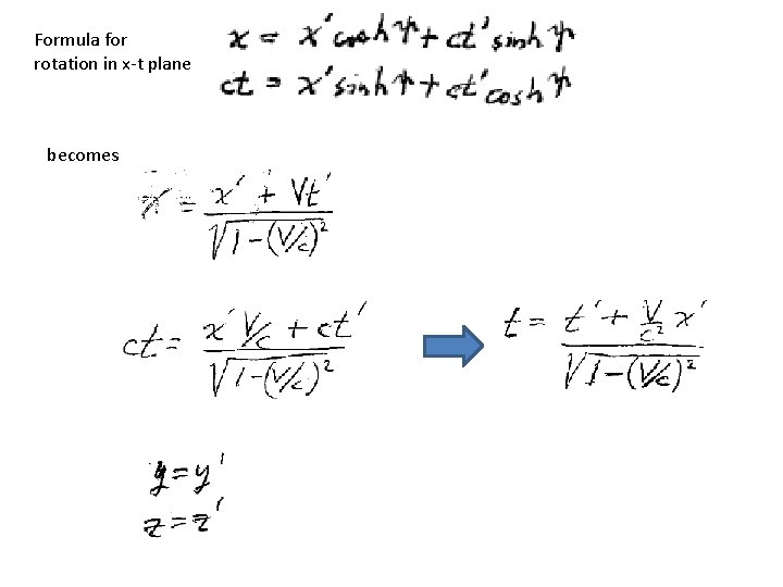 Formula for rotation in x-t plane becomes 