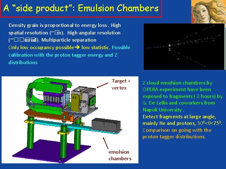 A “side product”: Emulsion Chambers Density grain is proportional to energy loss. High spatial