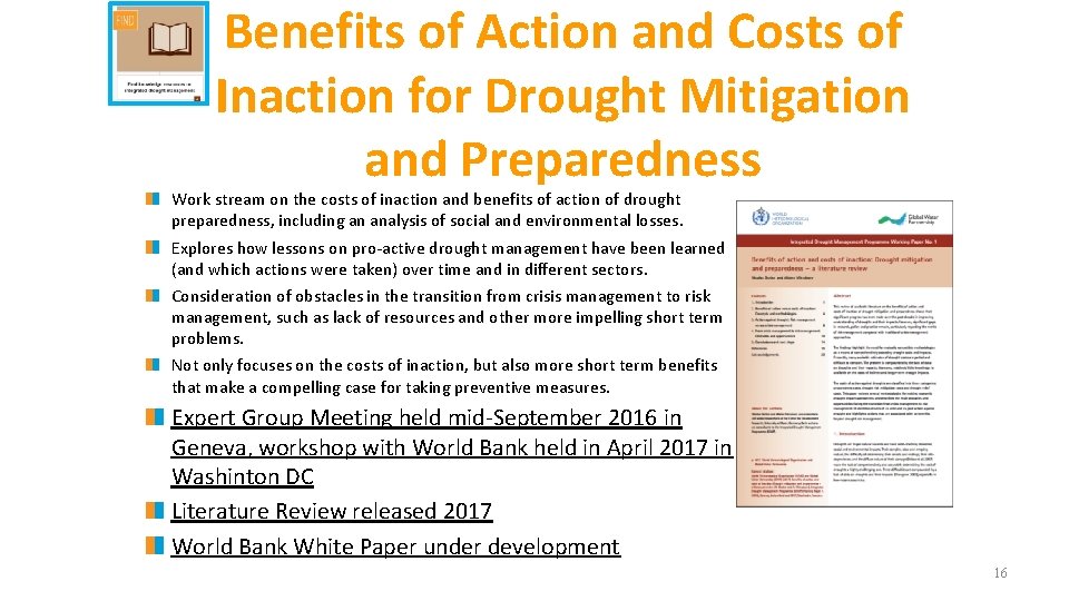 Benefits of Action and Costs of Inaction for Drought Mitigation and Preparedness Work stream